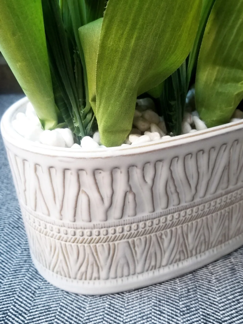 Red Tulips Artificial Arrangement in White Glazed Ceramic Planter